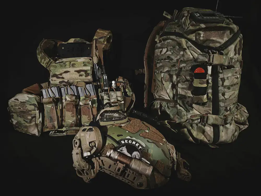 Player preparing tactical loadout gear