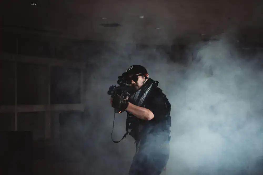 Tactical operator holding an angle
